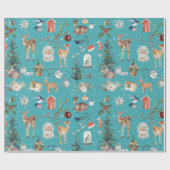 Alles met Kerstrendierblauw Blauwgroen blauw Cadeaupapier (Vlak)