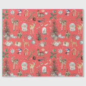 Alles met Kerstrendierlijk rood Cadeaupapier (Vlak)