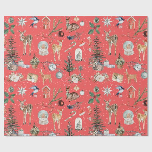 Alles met Kerstrendierlijk rood Cadeaupapier (Vlak)