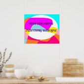 Alles met liefde op roze gele blauwe patronen poster (Keuken)