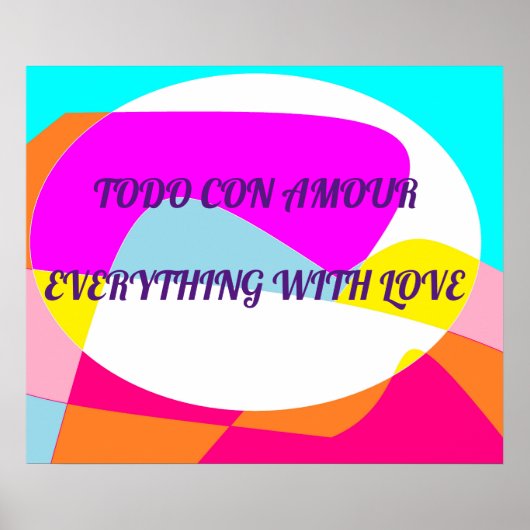 Alles met liefde op roze gele blauwe patronen poster (Voorkant)