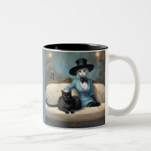 Alles met stijl zwarte kat witte kat tweekleurige koffiemok