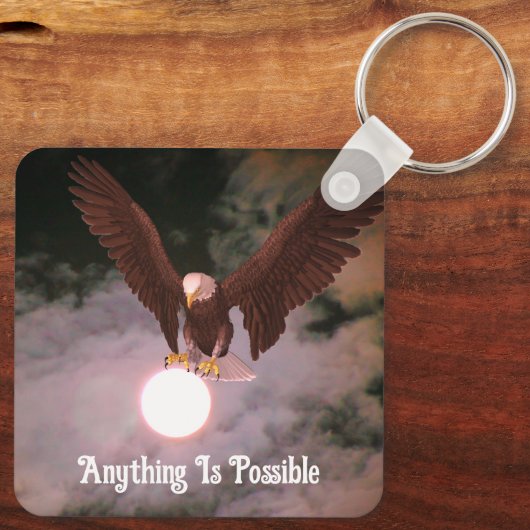 Alles mogelijk Eagle Full Moon Inspirerend Sleutelhanger (Achterkant)