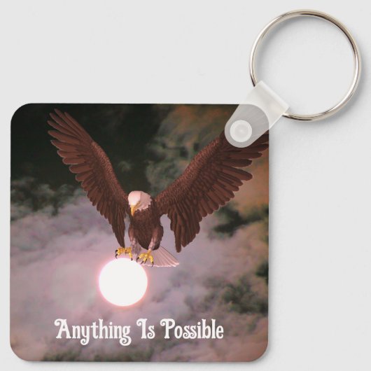 Alles mogelijk Eagle Full Moon Inspirerend Sleutelhanger (Achterkant)