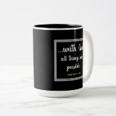 Alles mogelijk zwart-wit Inspirerend Tweekleurige Koffiemok (Voorkant rechts)