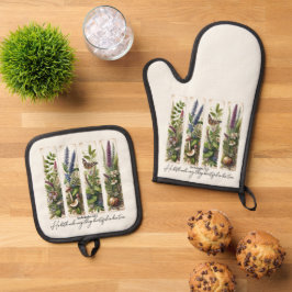 Alles mooi op Zijn tijd botanisch Ovenwant & Pannenlap Set