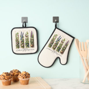 Alles mooi op Zijn tijd botanisch Ovenwant & Pannenlap Set