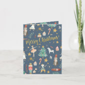 Alles Notenkraker Goud Vrolijk Kerstblauw Feestdagen Kaart (Voorkant)