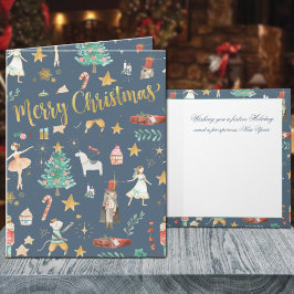 Alles Notenkraker Goud Vrolijk Kerstblauw Feestdagen Kaart