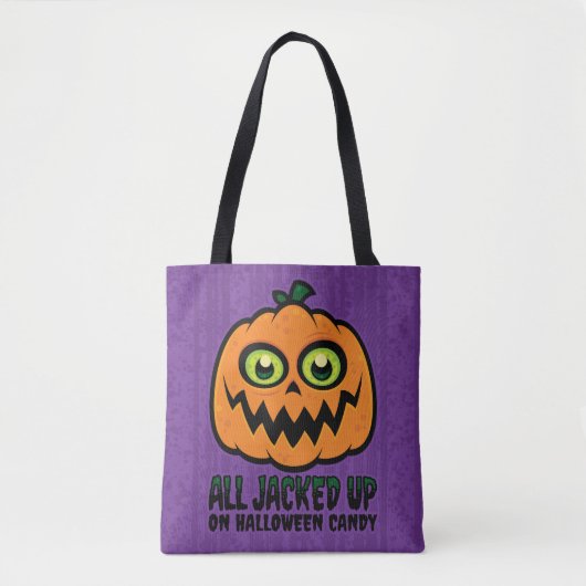 Alles opgejaagd op Halloween Snoep Jack-O'-Lantern Tote Bag (Voorkant)