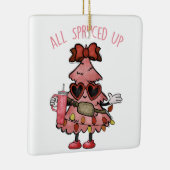 Alles opgesmukt - Grappige Bougie Kerstboom Keramisch Ornament (Rechts)