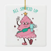 Alles opgesmukt - Grappige Bougie Kerstboom Keramisch Ornament (Achterkant)