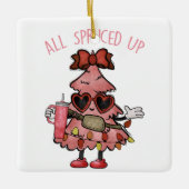 Alles opgesmukt - Grappige Bougie Kerstboom Keramisch Ornament (Voorkant)