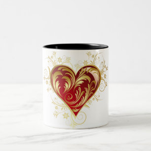 Alles over abstracte hartafdruk Two-Tone koffie mo Tweekleurige Koffiemok
