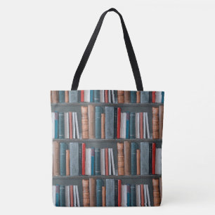 Alles-over-afdruk Canvas tas van bibliotheekboeken