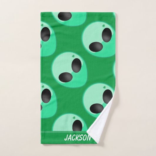 Alles over afdruk, groene buitenaardse kop bad handdoek (Handdoek)