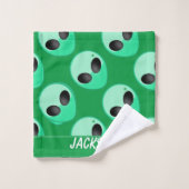 Alles over afdruk, groene buitenaardse kop bad handdoek (Wasdoekje)