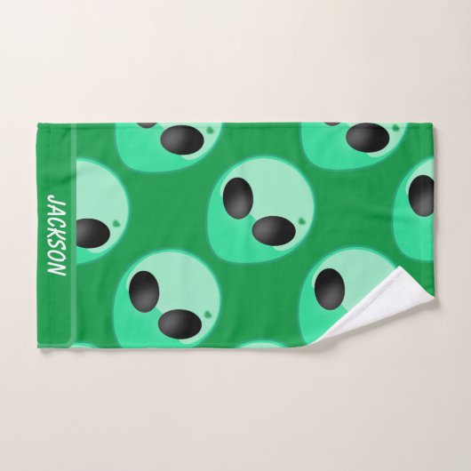 Alles over afdruk, groene buitenaardse kop bad handdoek (Handdoek)