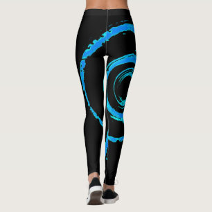 Alles-over-afdrukLeggings met blauwe draai op zwar Leggings