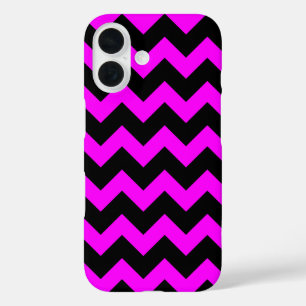 Alles over Chevron Print Fuschia Hot Pink en Black iPhone 16 Hoesje