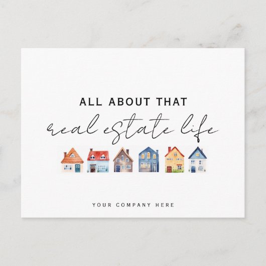 Alles over dat onroerend goed leven promotioneel briefkaart (Voorkant)