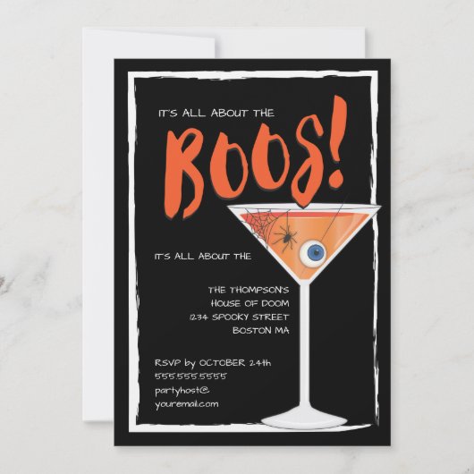 Alles over de Boos Grappige Halloween Cocktail Par Kaart (Voorkant)