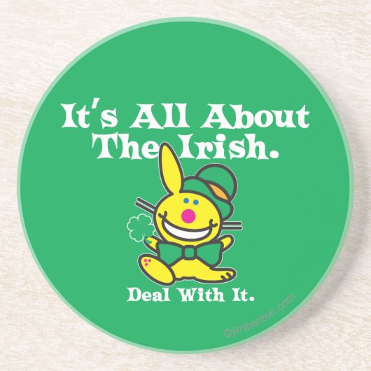 Alles over de Ieren (groen) Zandsteen Onderzetter (Voorkant)