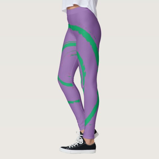 Alles-over-druk Leggings met Groene Kronkel (Links)