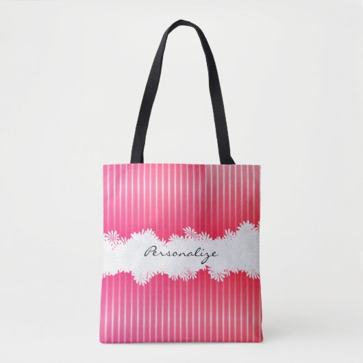 Alles-over-druk  roze strepen tote bag (Voorkant)