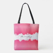 Alles-over-druk  roze strepen tote bag (Achterkant)