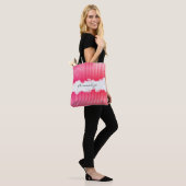 Alles-over-druk  roze strepen tote bag (Op model)