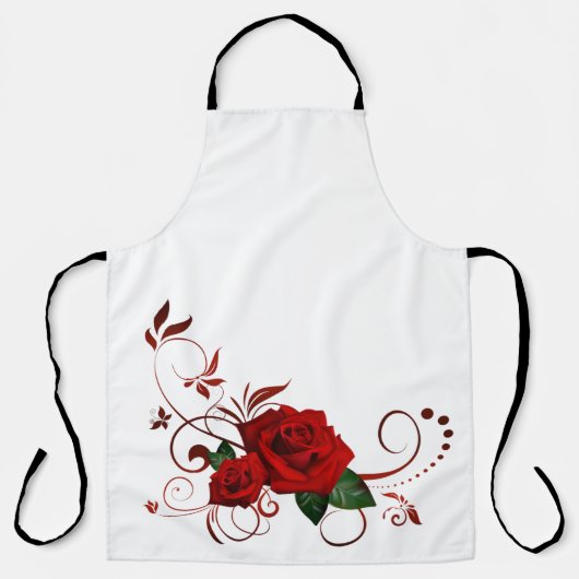 Alles-over-druk Schort rode rozenbloem (Voorkant)