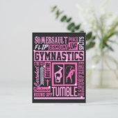 Alles over gymnastiek Typografie in roze Briefkaart (Staand voorkant)
