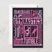 Alles over gymnastiek Typografie in roze Briefkaart (Voorkant / Achterkant)