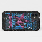 Alles over gymnastiek Typografie in roze en blauw Case-Mate iPhone Case (Achterkant (horizontaal))