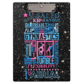 Alles over gymnastiek Typografie in roze en blauw Klembord (Voorkant)