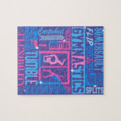 Alles over gymnastiek Typografie in roze en blauw Legpuzzel (Horizontaal)
