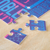 Alles over gymnastiek Typografie in roze en blauw Legpuzzel (Zijkant)