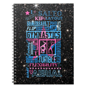 Alles over gymnastiek Typografie in roze en blauw Notitieboek