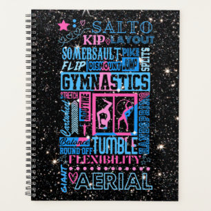 Alles over gymnastiek Typografie in roze en blauw Planner