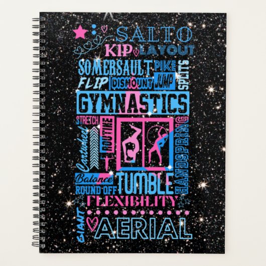 Alles over gymnastiek Typografie in roze en blauw Planner (Voorkant)