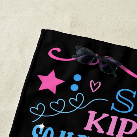 Alles over gymnastiek Typografie in roze en blauw Strandlaken (In situ)