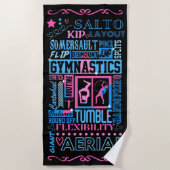 Alles over gymnastiek Typografie in roze en blauw Strandlaken (Voorkant)