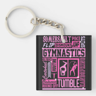 Alles over gymnastiek Typografie in roze Sleutelhanger