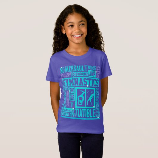 Alles over Gymnastiek Typografie in Turquoise T-shirt (Voorkant volledig)