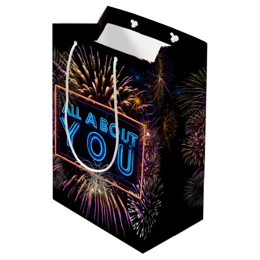 Alles over je neon teken met vuurwerk medium cadeauzakje (Achterkant Gekanteld)