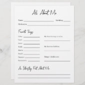 Alles over mij enquête (Voorkant / Achterkant)