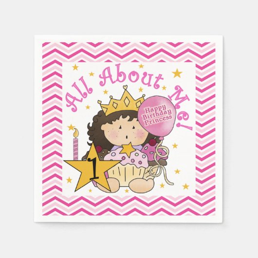 Alles over mij Princess 1st Birthday Paper Napkins Servetten (Voorkant)