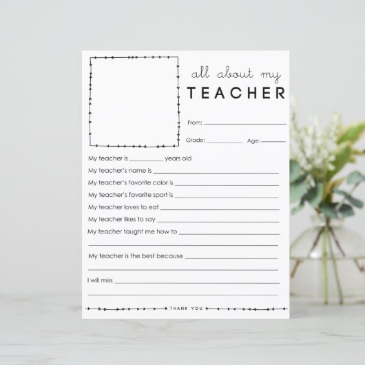 Alles over mijn leraar invullen (Staand voorkant)