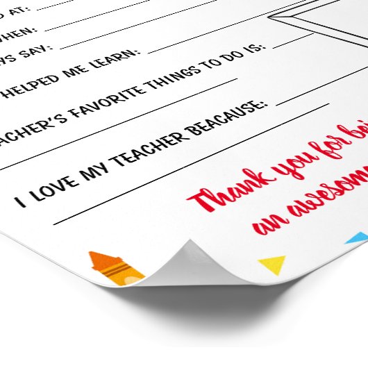 Alles over mijn Teacher Appreciation sjabloon Poster (Hoek)